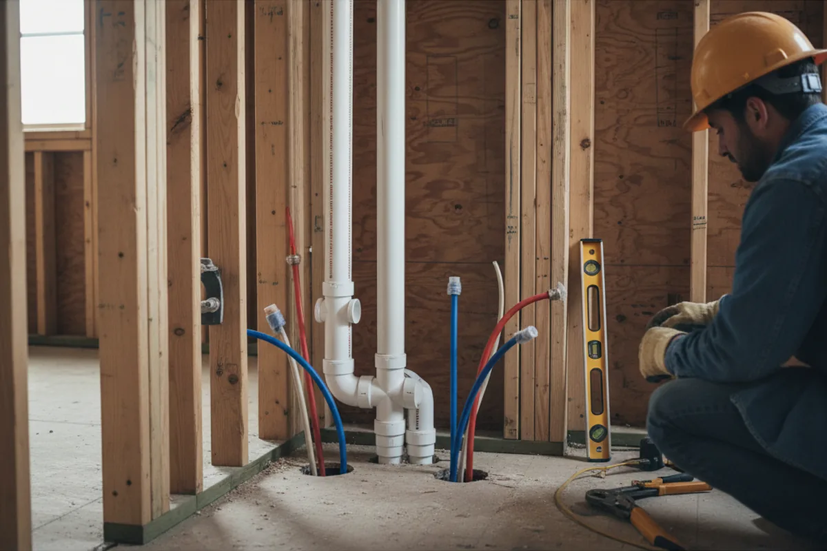 Drain and supply rough-in during Sump Pump Repair in Green Valley Lake